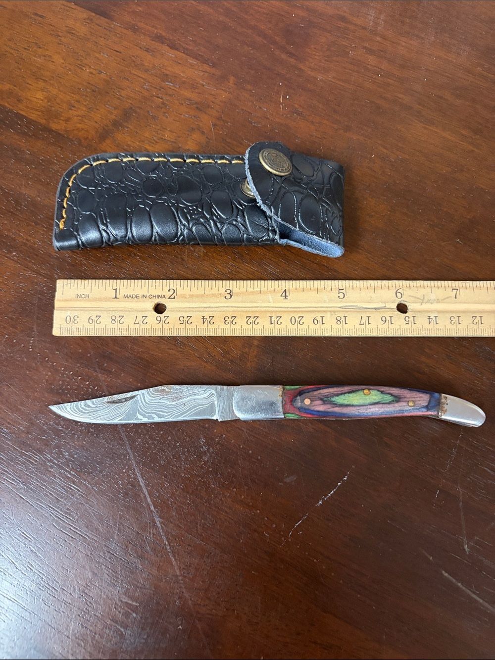 Hand crafted 7” folding Damascus steel